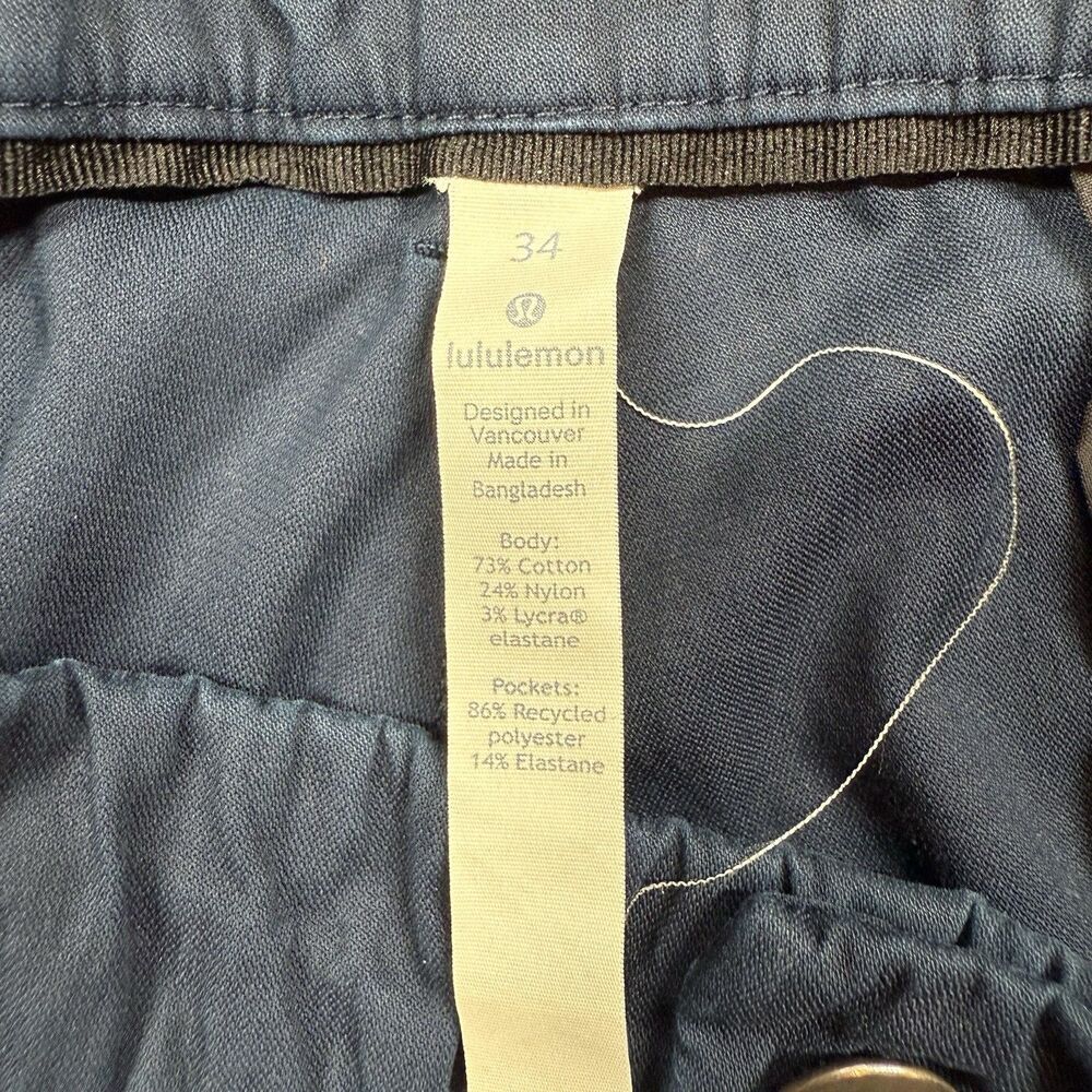 Lululemon Commission Pants Slim Mens 34 Blue Warpstreme Chino Classic Travel - Picture 7 of 11